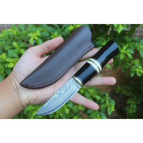 Damascus Blade Nordic Collection Ebony Copper Antlers Handle EDC Survival Rescue Hunting Knives UD406590